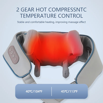 Foreverlily 26W Brushless Motor Neck And Shoulder Massager Wireless Shoulder And Back Kneading Massage Shawl Neck masajeador