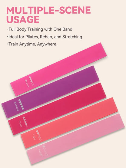 5 Levels TPE Resistance Bands Set – Fitness Exercise Bands for Home Workout, Yoga, Pilates, Physical Therapy, Strength Training
