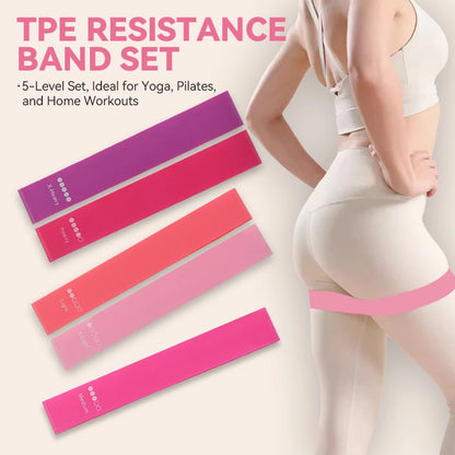 5 Levels TPE Resistance Bands Set – Fitness Exercise Bands for Home Workout, Yoga, Pilates, Physical Therapy, Strength Training