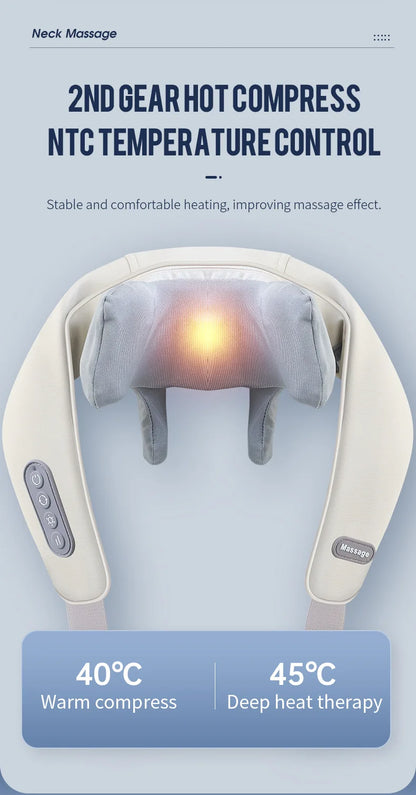 Foreverlily 26W Brushless Motor Neck And Shoulder Massager Wireless Shoulder And Back Kneading Massage Shawl Neck masajeador